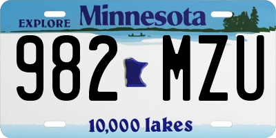 MN license plate 982MZU