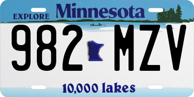 MN license plate 982MZV