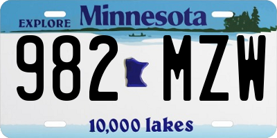 MN license plate 982MZW