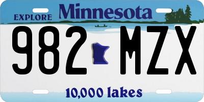 MN license plate 982MZX