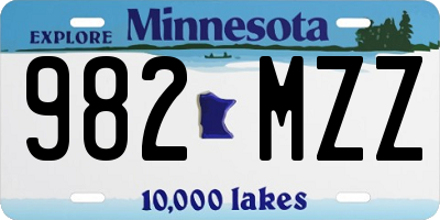 MN license plate 982MZZ
