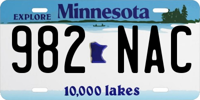 MN license plate 982NAC
