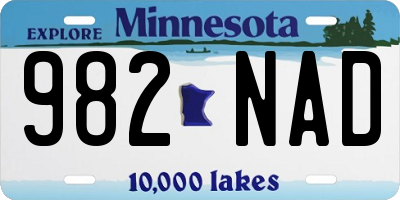 MN license plate 982NAD