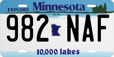 MN license plate 982NAF