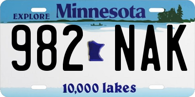 MN license plate 982NAK