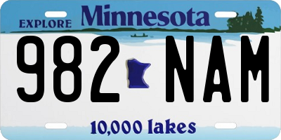 MN license plate 982NAM