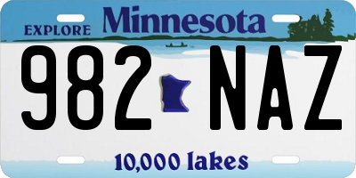 MN license plate 982NAZ