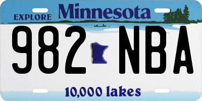 MN license plate 982NBA