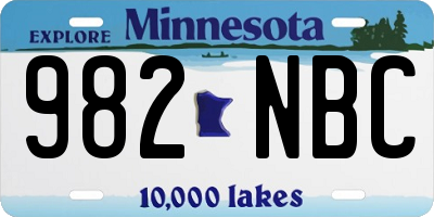 MN license plate 982NBC