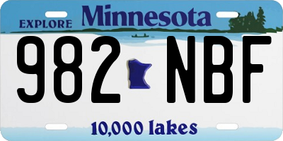 MN license plate 982NBF