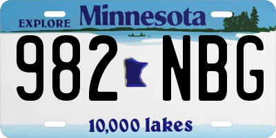 MN license plate 982NBG