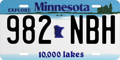MN license plate 982NBH