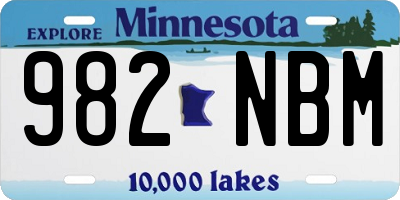 MN license plate 982NBM