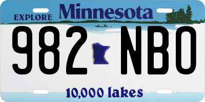 MN license plate 982NBO