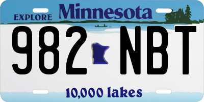 MN license plate 982NBT