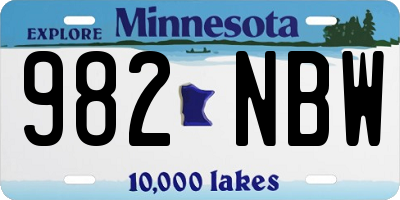 MN license plate 982NBW