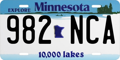 MN license plate 982NCA