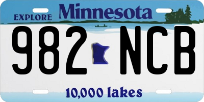 MN license plate 982NCB
