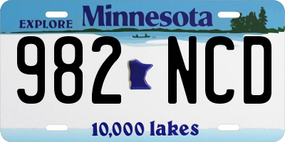 MN license plate 982NCD