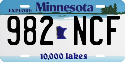 MN license plate 982NCF