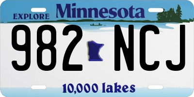 MN license plate 982NCJ