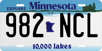 MN license plate 982NCL
