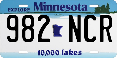 MN license plate 982NCR