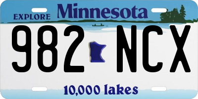 MN license plate 982NCX