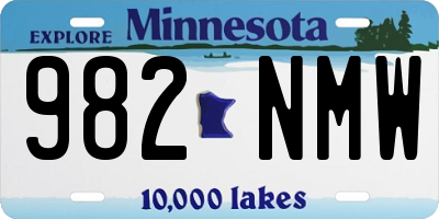 MN license plate 982NMW