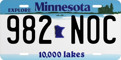 MN license plate 982NOC