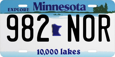 MN license plate 982NOR