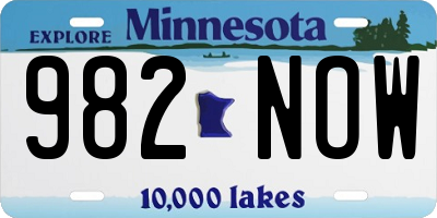 MN license plate 982NOW