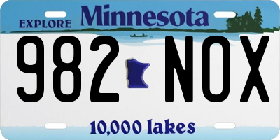 MN license plate 982NOX