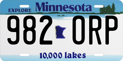 MN license plate 982ORP