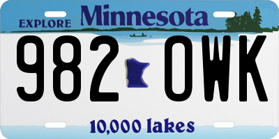 MN license plate 982OWK