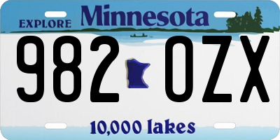 MN license plate 982OZX