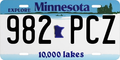 MN license plate 982PCZ
