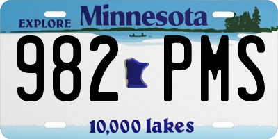 MN license plate 982PMS