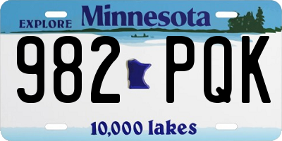 MN license plate 982PQK