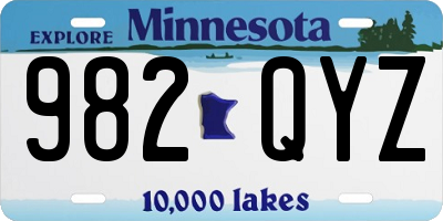 MN license plate 982QYZ