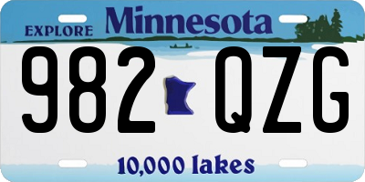 MN license plate 982QZG