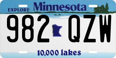 MN license plate 982QZW