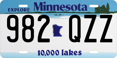 MN license plate 982QZZ