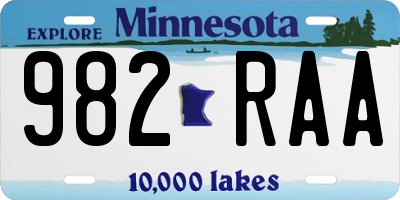 MN license plate 982RAA