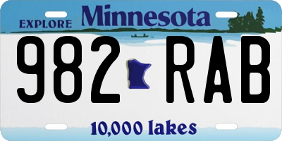MN license plate 982RAB