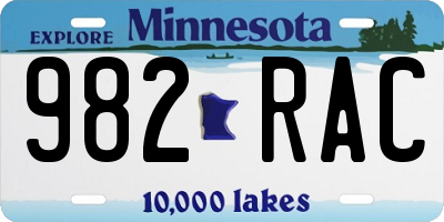 MN license plate 982RAC