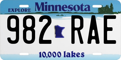 MN license plate 982RAE