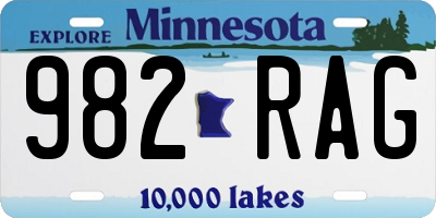 MN license plate 982RAG
