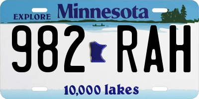 MN license plate 982RAH