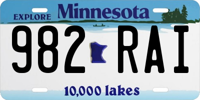 MN license plate 982RAI
